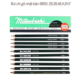 Bút chì Nhật bản mitsubishi 9800 các cỡ.bút chì phác thảo
