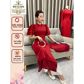 Áo dài tơ óng lót lụa_tông màu đô lai - ADTT090