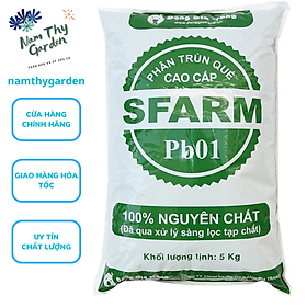 Phân Trùn Quế nguyên chất 100% dinh dưỡng từ thiên nhiên SFARM gói 5kg- phân trùng quế dịch trùng quế