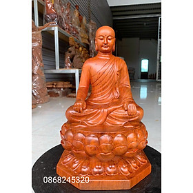 Mua Tượng phật hoàng trần nhân tông bằng gỗ hương đá kt cao 30×19×14cm