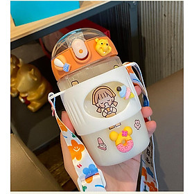 380Ml Kawaii Straw Cup Dễ Thương Cốc Nhựa Có Ống Hút Cốc Uống Nước Có Nắp Nước Di Động Có Dây Đeo Dây có Thể Tái Sử Dụng Trẻ Em - one