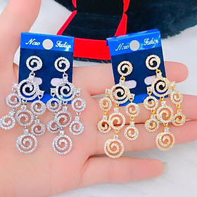 Đôi Bông Tai Mạ Vàng or Bạch Kim ( 01 Đôi ) Đính Xoàn Mẫu 059.03.01 - Không Đen - Không Dị Ứng