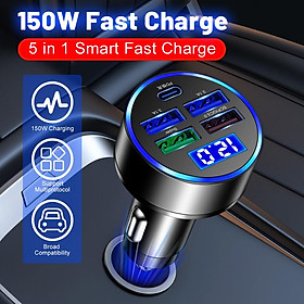 5 cổng sạc xe hơi sạc nhanh pd usb c 15W xe sạc điện với phát hiện điện áp cho máy tính bảng điện thoại di động