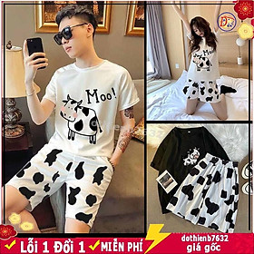 ĐỒ BỘ MẶC NHÀ NAM NỮ THUN LẠNH COTTON ĐẸP, LOANG MÀU BÒ SỮA SIÊU HOT,IN HÌNH CHÚ BÒ MOO ĐẸP,CUTE DANGD YÊU , THỜI TRANG MÙA HÈ, SÉT ĐỒ BỘ THUN LẠNH MÙA HÈ-JINS STORE