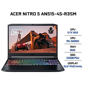 Laptop Acer Nitro 5 AN515-45-R3SM NH.QBMSV.005 (AMD R5-5600H/ 8GB DDR4 3200MHz/ 512GB SSD M.2 PCIE/ GTX 1650 4GB GDDR6/ 15.6 FHD IPS, 144Hz/ Win10) - Hàng Chính Hãng