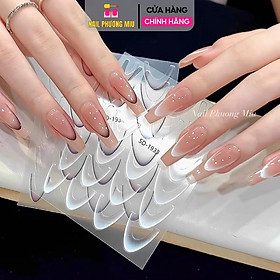 Sticker Dán Móng Tay Decal Làm Nail, Màu Ombre Gradient Tự Dính, Tạo French Tip Siêu Hot Dòng Thanh Trượt Móng Tay