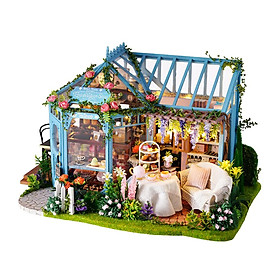 1/24 Miniature DIY Dollhouse Kit With Light Model Garden Cake Shop Kids Gift