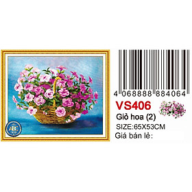 Tranh đính đá bình hoa khoe sắc VS406 - 65 x 53 cm - chưa đính