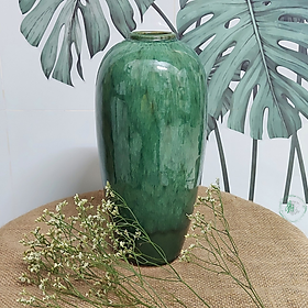 Mua Bình cắm hoa  Bình gốm Bát Tràng men xanh ngọc dáng vò cao trang trí phòng khách  phòng làm việc Bông Garden cao 32cm