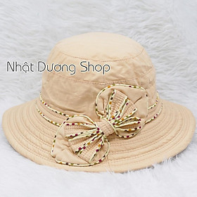 Nón Bo Nữ Vành 7cm gắn nơ chấm bi - Chất liệu vải cotton cao cấp đẹp thích hợp cho chị em phụ nữ