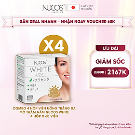 Combo 4 hộp Viên uống Nucos White trắng da mờ thâm nám 60 viên