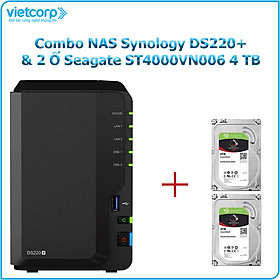 Mua Combo Thiết bị lưu trữ NAS Synology DS220+ và 2 Ổ cứng Seagate ST4000VN006 4 TB - Hàng Chính Hãng