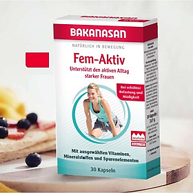 Viên Uống Bakanasan Fem- Aktiv,Hộp 30 viên,Xuất Xứ Đức.Bổ Sung Sắt, Vitamin Và Các Khoáng Chất Cho Cơ Thể,Phụ Nữ Có Thai Giảm Căng Thẳng,Mệt Mỏi