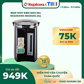 Bình Thủy Điện 3 Mức Nhiệt Nagakawa NAG0404 (4.0 Lít) - Hàng Chính Hãng