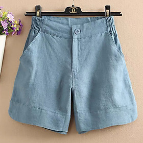 Quần short nữ linen bột Premium xẻ gấu tròn lưng chun 2 bên ArcticHunter, thời trang thương hiệu chính hãng