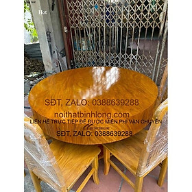 Bộ bàn ghế ăn bàn tròn 6 ghế gỗ hương vân nam phi