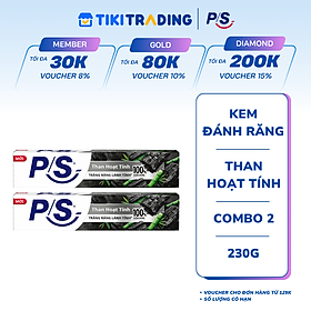 Combo 2 Kem đánh răng P/S Trắng răng than hoạt tính & tre 230g