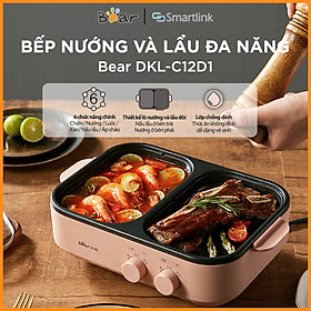 Mua Bếp Lẩu Nướng Điện Đa năng Mini 2 trong 1 Bear DKL-C12D1 - Kết hợp 2 Ngăn Lẩu và nướng - Chống dính cao cấp phù hợp 1-2 người - Bản Quốc Tế - Hàng chính hãng