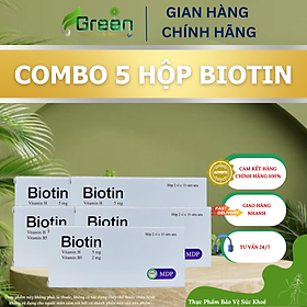 Combo 5 hộp Biotin MDP - Hỗ trợ giảm rụng tóc, gãy móng (Hộp 20 viên)