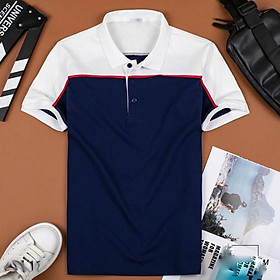 Áo Thun Nam Áo Thun Nam Polo Xanh Đen Phối Vai Trắng Mẫu GV04 Thời Trang Nam Cao Cấp Chuẩn VNXK