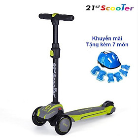 Xe Scooter 21st có giảm xóc, 3 bánh LED sáng cao cấp cho bé ( Tặng 7 món bảo vệ cho bé )