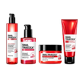 Bộ Dưỡng Da 4 món giúp săn chắc, Phục Hồi, Cải Thiện Vết Thâm, Sẹo Some By Mi Snail Truecica Miracle Repair( SRM+TONER+SERUM+ CREAM)