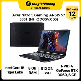 Mua Laptop Acer Nitro 5 AN515 57 5831 i5 11400H/8GB/512GB/6GB RTX3060/15.6 F/144Hz/Balo/Win10/(NH.QDGSV.003)/Đen - Hàng chính hãng