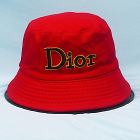 Nón bucket thêu chữ D chữ nổi mũ tai bèo vành nhỏ mũ bucket đội được 2 mặt thời trang - Đỏ & đen