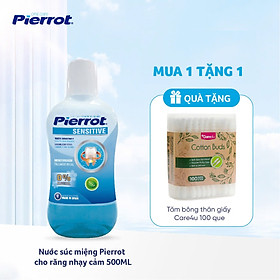 [TẶNG 1 HỘP BÔNG TĂM CARE4U ] Nước súc miệng cho răng nhạy cảm Pierrot 500ML