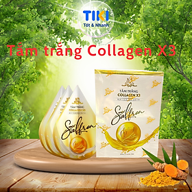 Tắm Trắng Body Collagen X3 Sữa tắm trắng body toàn thân Saffron Đông Anh Chính Hãng Hộp 3 Gói Bật Tông Tức Thì