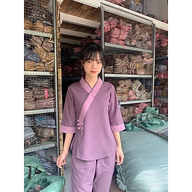 ĐỒ LAM ĐI CHÙA # ĐỒ ĐI CHÙA # PHÁP PHỤC PHẬT GIÁO #Cổ Chéo Ba Nút