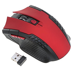 Chuột chơi game không dây 2.4G / Chuột di động 2400DPI có thể điều chỉnh quang học cho Máy tính để bàn xách tay - Màu đỏ-Màu đỏ