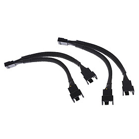 2Pcs 15cm 4pin Y Splitter Computer PC Fan Power Cable 1 to 2 Black Sleeved
