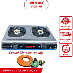 Mua Bếp Gas Đôi WINDO - 618 Điếu Gang Đơn Mặt Inox -Bếp gas đôi 6 tấc điếu gang - Tiết kiệm gas- Hàng chính hãng