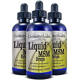 Dexterity Health Liquid MSM Drops, 3-Pack of 4 oz. Dropper-Top Bottles, 100% Sterile, Vegan, All-Natural and Non-GMO, Contains Organic MSM, Contains Vitamin C as a Natural Preservative