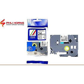 Mua Nhãn in TZ2-251  Khổ rộng 24mm  chữ đen nền trắng ( Black on white)  nhãn đa lớp  bám dính cao