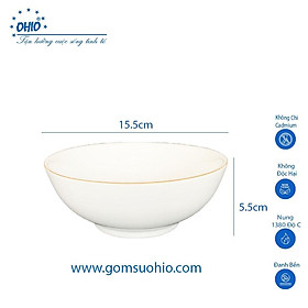 Mua Tô Khum 15.5 cm Sứ Trắng Viền Kim OHIO