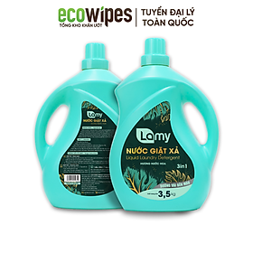 Combo 02 can nước giặt xả 3in1 Ecowipes 7kg hương nước hoa thơm lâu giúp làm mềm vải