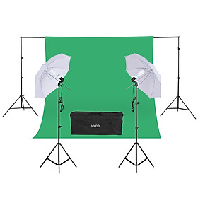 Bộ Dụng Cụ Chụp Ảnh Andoer Phông Nền Xanh (2x3m) + Chân Đứng (1.8x2.7m) Và Đèn (2x135W) (5600K)