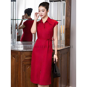 Đầm đỏ phối dây nơ NGADO , đầm kiểu Nữ , đầm công sở , dự tiệc