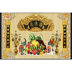 Mua tranh 3D dán phòng thờ bàn thờ 3D dán tường in Vải Lụa 176 x 89cm