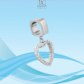 Charm Bạc 925 Danny Jewelry Đính Đá CZ Biểu tượng Trái Tim PK012S Xi Rhodium