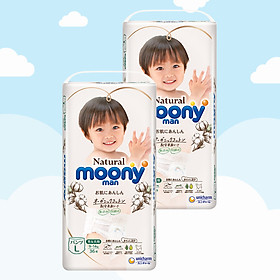 COMBO 2 Bỉm - Tã quần Moony Natural size L-36 miếng (cho bé 9-14kg)