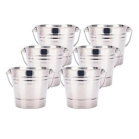 6 Pieces Ice Bucket Beer Cooler Portable Stainless Steel Party Bar Supply 2L