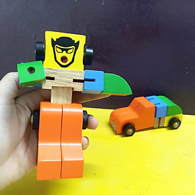 Xe biến hình robot, đồ chơi biến hình, đồ chơi lắp ghép cho bé 3 tuổi
