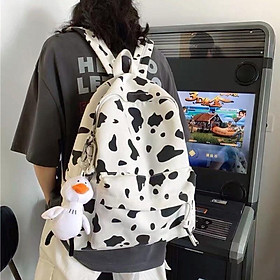 Balo bò sữa thời trang, chống nước, đựng vừa laptop 15,6 inch - Tặng quà