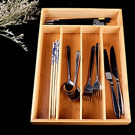 Bamboo Cutlery Tray Utensil Drawer Organizer Flatware Storage Holder Divider