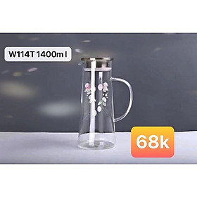 Bình đựng nước thủy tinh chịu nhiệt lên tới 400 độ C - 1400ml