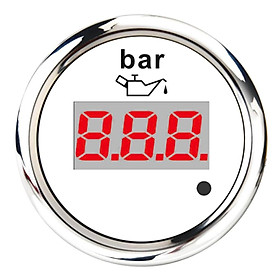 2" 52mm Red LED Car Oil Pressure Press Gauge 0-10BAR Meter White Universal