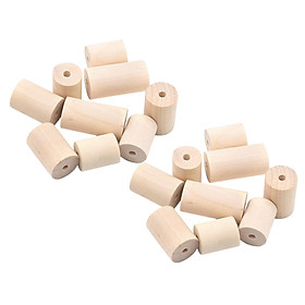 40x Natural Wooden Cylinder Block Wooden Beads with Hole Loose Spacer Beads for Jewelry Making Pendant Ornament Bracelet DIY Accessory